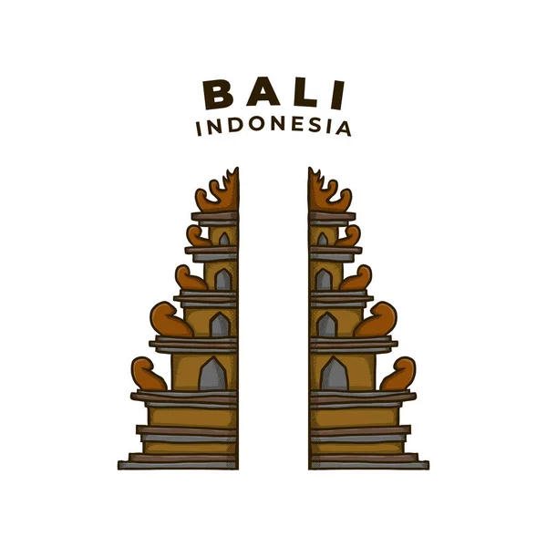 Bali Indonesia Shrine Landmark Illustration Dalam Bahasa Inggris Kuil Pariwisata - Stok Vektor