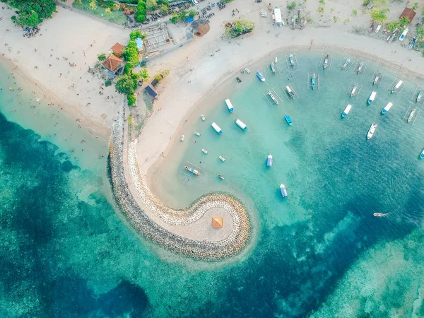 Flydronebilde Hav Båter Strand Strand Strand Sanur Beach Bali Indonesia royaltyfrie gratis stockfoto