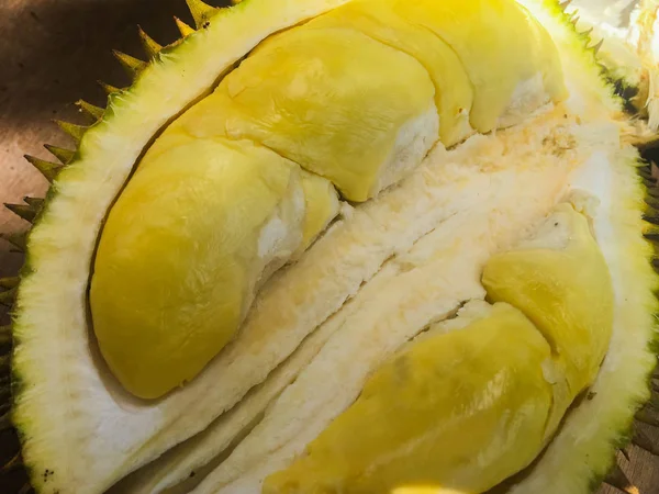 Scorza Durian Matura Fresca Durian Con Colore Giallo — Foto Stock