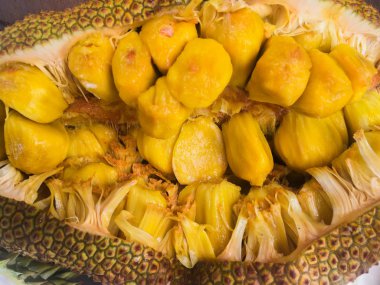 Cempedak veya Artocarpus Tamsayı, Tatlı Tropikal meyve, jackfruit olarak aynı cins. Güneydoğu Asya, Endonezya yerli meyve