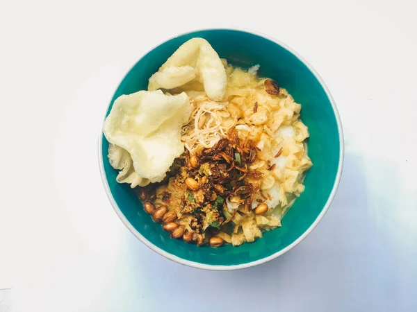 Bubur Ayam Chicken Porridge Indonesian Traditional Food Consist Porridge Mixed — Stock Photo, Image