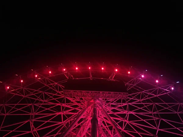 Riesenrad Bei Nacht Mit Buntem Neonlicht Jakarta Indonesien Mit Dunklem — Stockfoto