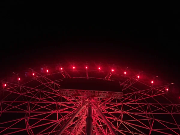 Reuzenrad Nachts Met Kleurrijk Neon Licht Jakarta Indonesië Met Donkere — Stockfoto