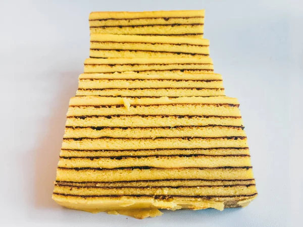 Lapis Taart Lapis Legit Traditionele Indonesische Zoete Gelaagde Cake Witte — Stockfoto