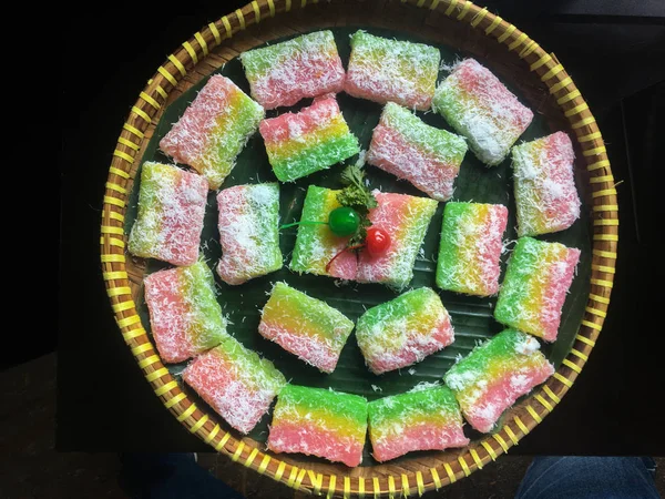 Lapis Singkong Cake Cassava Cake Bengawan Solo Cake Colorful Indonesian — Stock Photo, Image