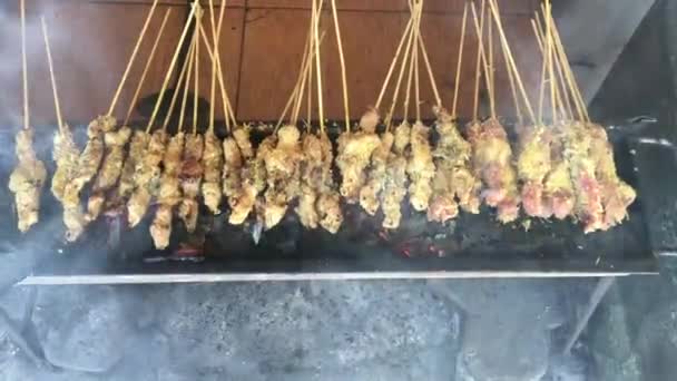Sate Kelapa Sate Klopo Satay Coco Pollo Satay Carne Con — Vídeo de stock