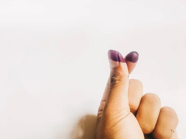 Koreanska Kärlek Tecken Finger För Bit Och Levande Symbol För — Stockfoto