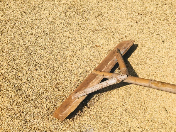 Rijst Boerderij Oude Oude Landbouw Tools Van Hout Zoals Bezem — Stockfoto