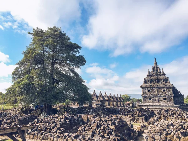Candi Plaosan veya Plaosan Tapınağı Plaosan Kompleksi tapınağı, Bugisan köyü, Prambanan, Yogyakarta yakınlarındaki Klaten Regency, Orta Java, Endonezya