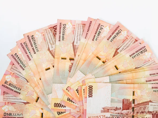 Indonesische Rupiah Bankbiljetten Honderdduizend Denominatie Geïsoleerd Tegen Witte Achtergrond — Stockfoto