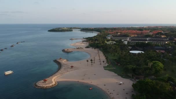 Vista Aérea Del Dron Vacaciones Sanur Beach Bali Indonesia Con — Vídeo de stock