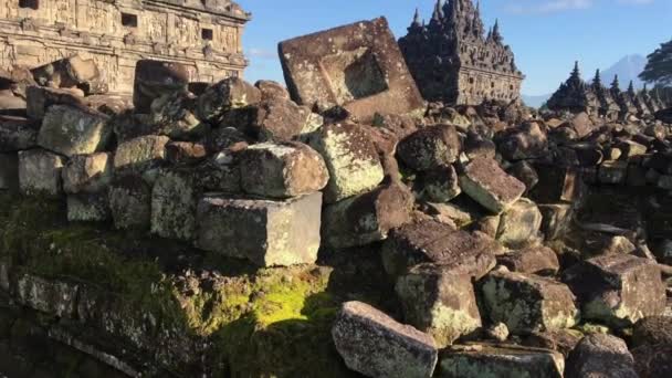 Candi Plaosan Templo Plaosan Templo Del Complejo Plaosan Uno Los — Vídeo de stock