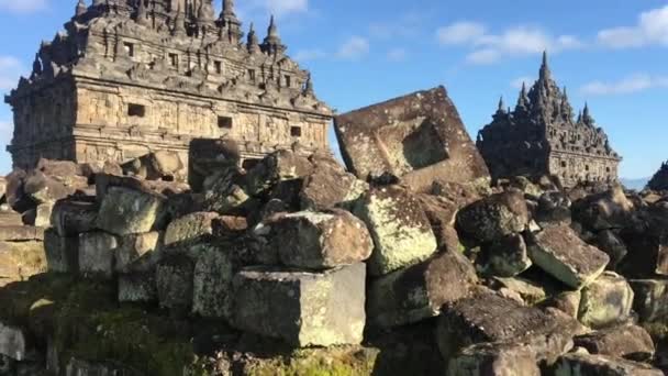 Candi Plaosan Templo Plaosan Templo Del Complejo Plaosan Uno Los — Vídeo de stock