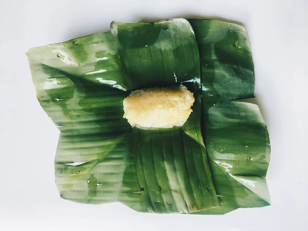 Касета Ketan Індонезія Традиційна Їжа Подається Банановим Листом Готовий Їсти — стокове фото
