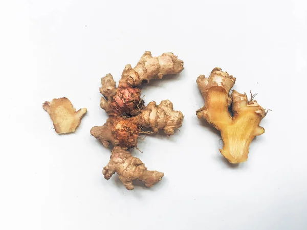 Raw Fresh Ginger Roots White Background Ginger Root — Stock Photo, Image