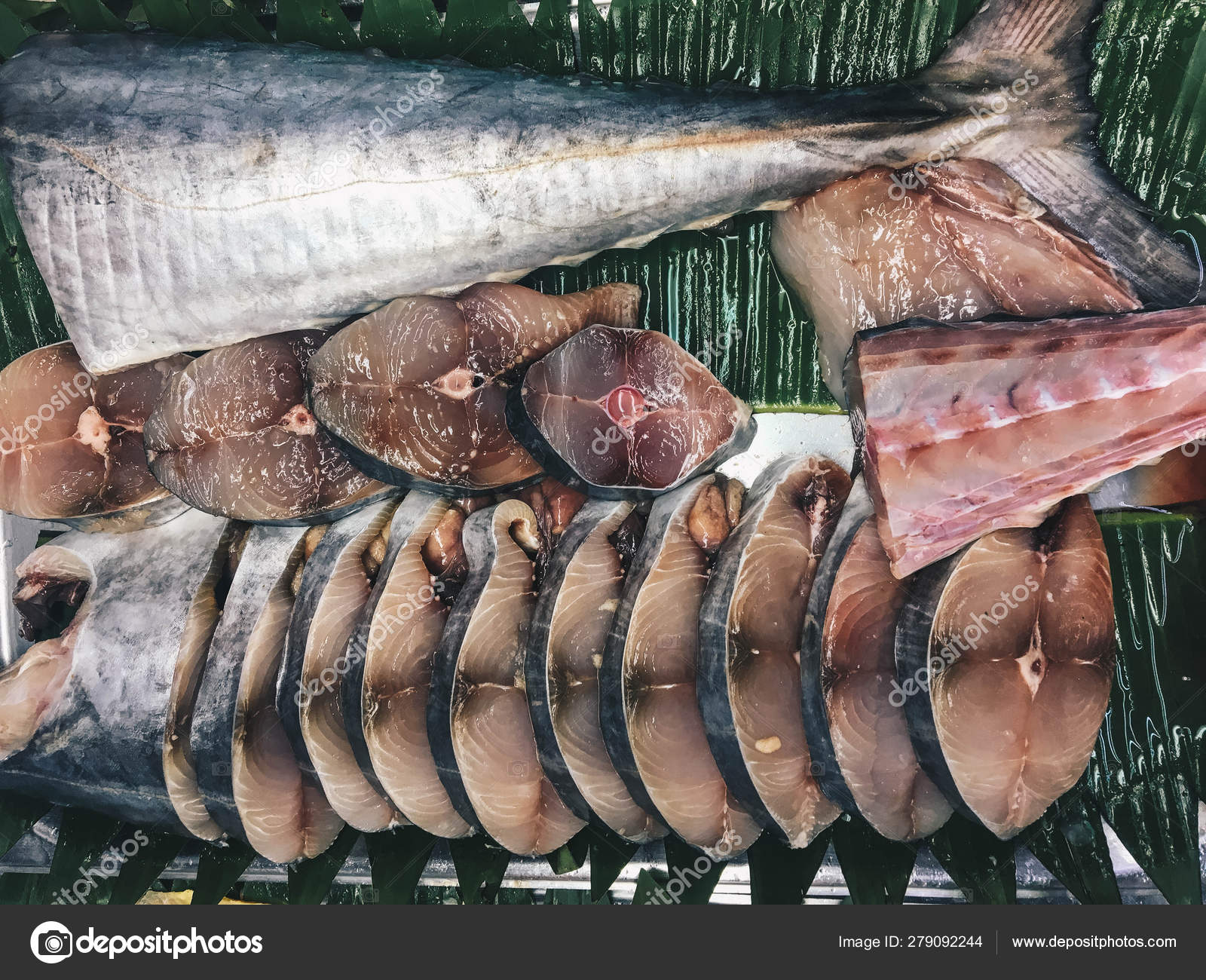 Raw Fresh King Mackerel Fish Many Pieces Sale Modern Market