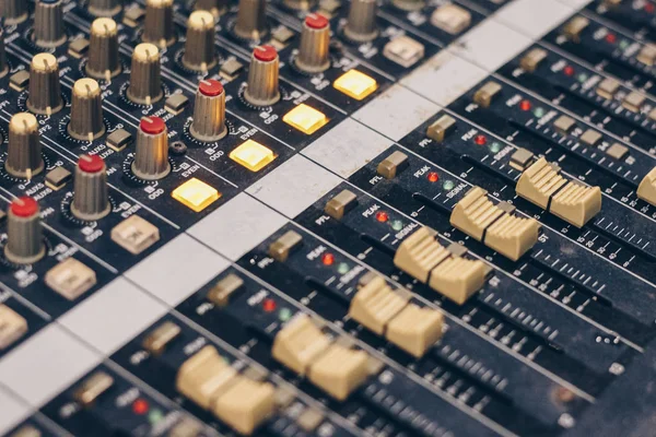 Geluids Audio Mixer Equalizer Voor Concert Opname Uitzending Muziekproductie Achtergrond — Stockfoto