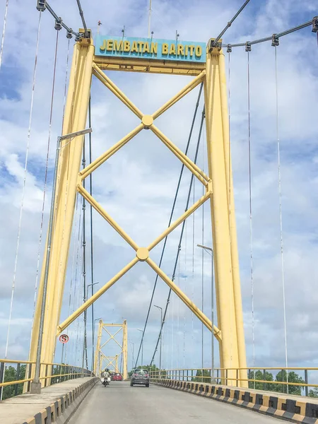 Jembatan Barito Barito Bridge Banjarmasin Borneo Meridionale Kalimantan Selatan Indonesia — Foto Stock