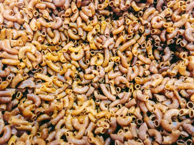 haşlanmış makarna yığını, üst görünümü