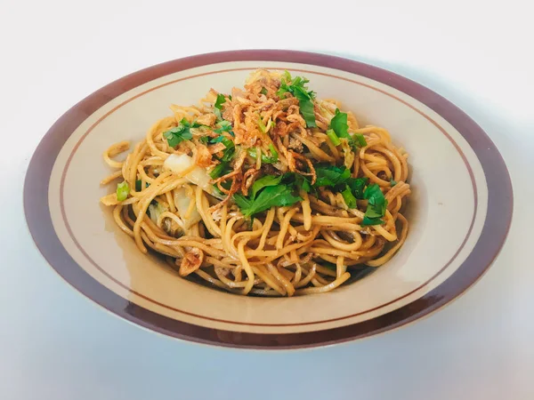 Tasty Spaghetti Served Plate White Background — Stock Photo, Image