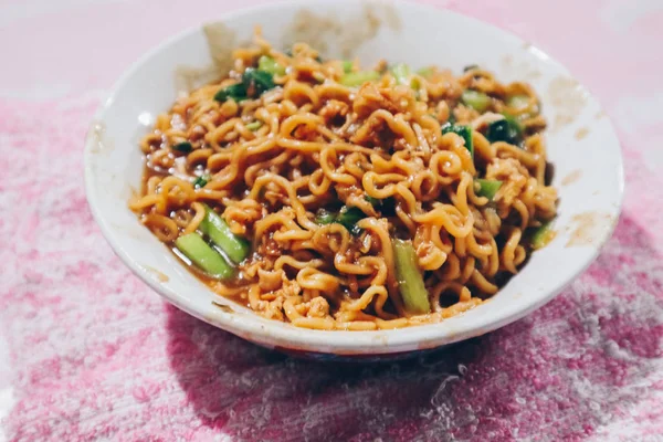 Mie Dok Dok Mie Get Indonesian Noodles Soup Made Fried — Stock Photo, Image