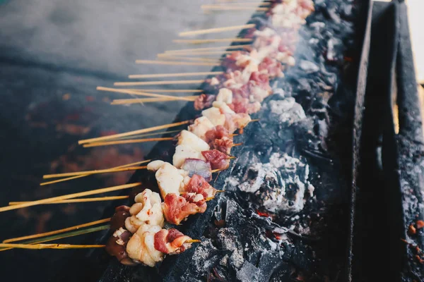 Get Satay Lamm Satay Lamm Eller Kött Get Satay Grillning — Stockfoto