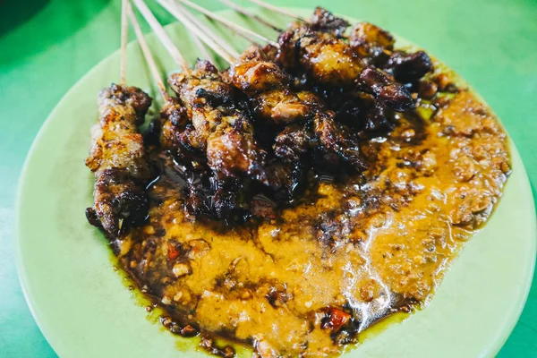 Sate Kambing Goat Saté Traditioneel Indonesisch Eten Gemaakt Van Schapenvlees — Stockfoto