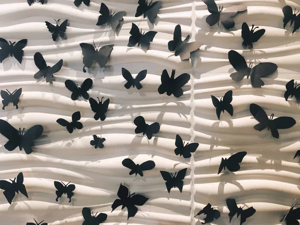 Motif Sans Couture Avec Des Papillons Noirs — Photo