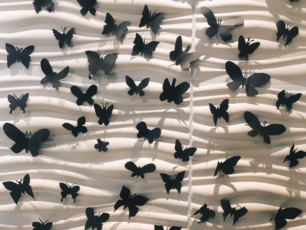 Patrón Sin Costuras Con Mariposas Negras —  Fotos de Stock