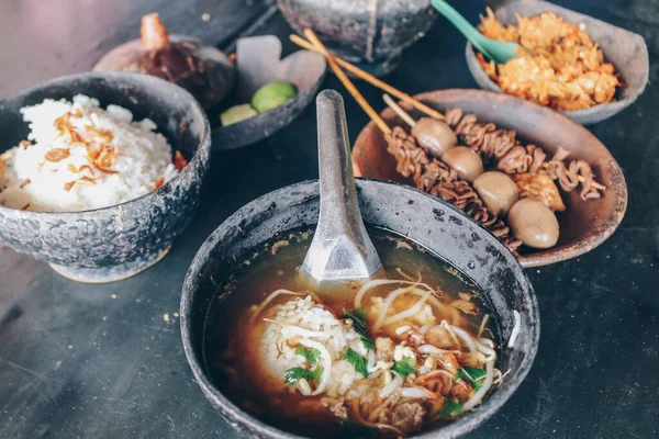 Soto Batok Sopa Clara Carne Vacuno Javanesa Con Brotes Frijol — Foto de Stock