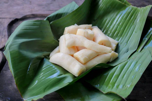 Tapai Nastro Peuyeum Sono Snack Alimentari Tradizionali Indonesia Base Manioca — Foto Stock