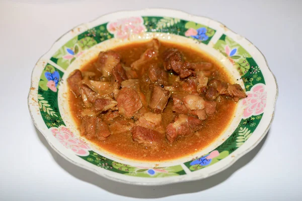 Carne Com Curry Amarelo Tongseng Placa Tongseng Comida Tradicional Indonésia — Fotografia de Stock