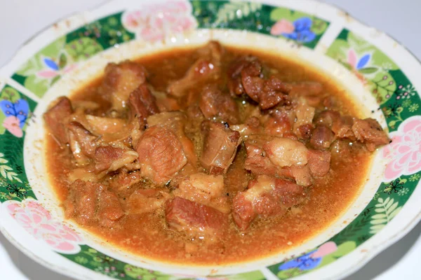 Fleisch Mit Gelbem Curry Oder Tongseng Teller Tongseng Ist Traditionelles — Stockfoto