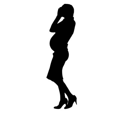 Beyaz bir arka plan üzerinde hamile bir kadın silüeti vektör.