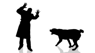 Köpekli bir adamın vektör silueti..
