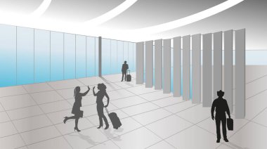 insanların havaalanında siluet vektör