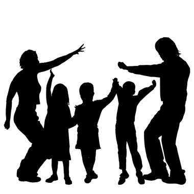 Beyaz bir arka plan üzerinde aile siluet vektör.