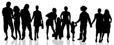 Beyaz bir arka plan üzerinde farklı insanların Vector silhouettes.