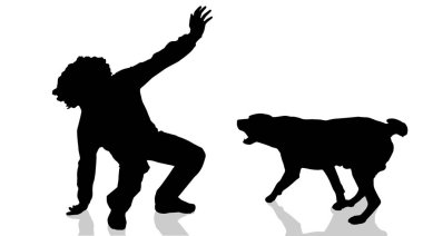 Köpekli bir adamın vektör silueti..