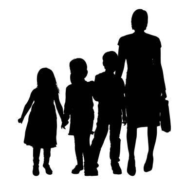Beyaz bir arka plan üzerinde aile siluet vektör.