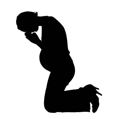 Beyaz bir arka plan üzerinde hamile bir kadın silüeti vektör.