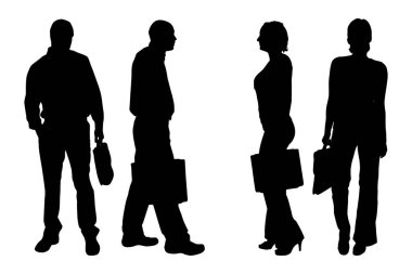 Beyaz bir arka plan üzerinde insanların siluet vektör.