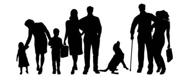 Vector silhouettes aile beyaz bir arka plan üzerinde.