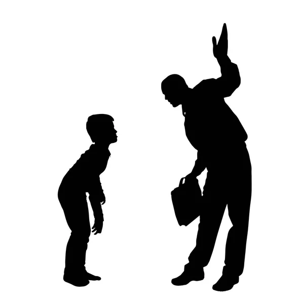 Vector Silhouette Family Who Were Arguing — Stock Vector