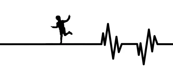 Vektor Illustration Des Herzpulses Mit Kind Auf Weißem Hintergrund — Stockvektor