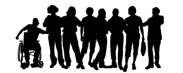 Silhouettes Vectorielles Différentes Personnes Sur Fond Blanc — Image vectorielle