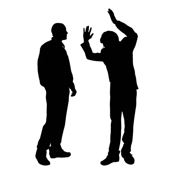 Vector Silhouette People Who Were Arguing — Stock Vector