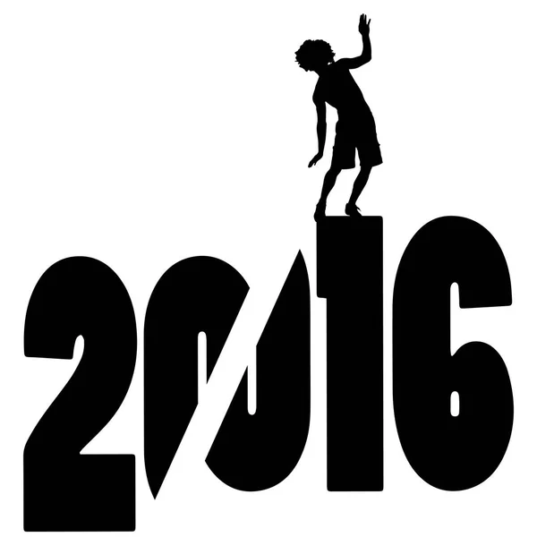 Чорний Силует Векторні Ілюстрації 2016 Новий Рік — стоковий вектор