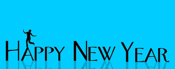 Vector Illustration Inscription Happy New Year Blue Background — Stock Vector