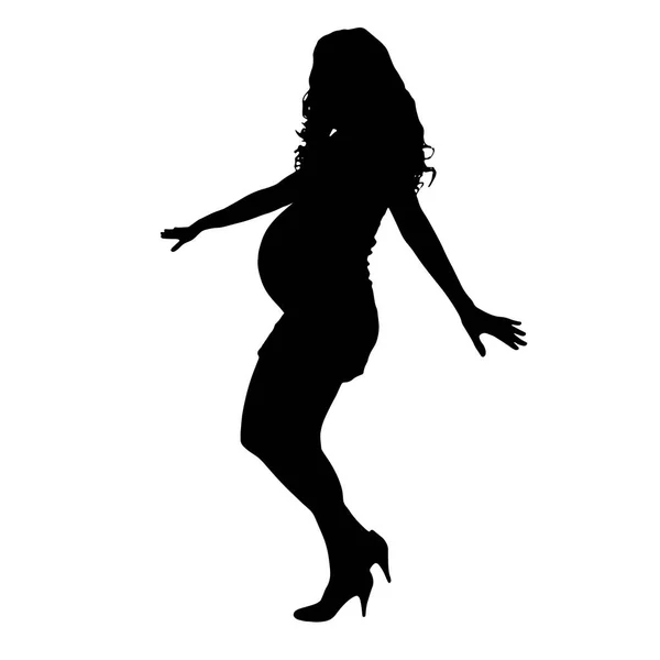 Silhouette Vectorielle Une Femme Enceinte Sur Fond Blanc — Image vectorielle
